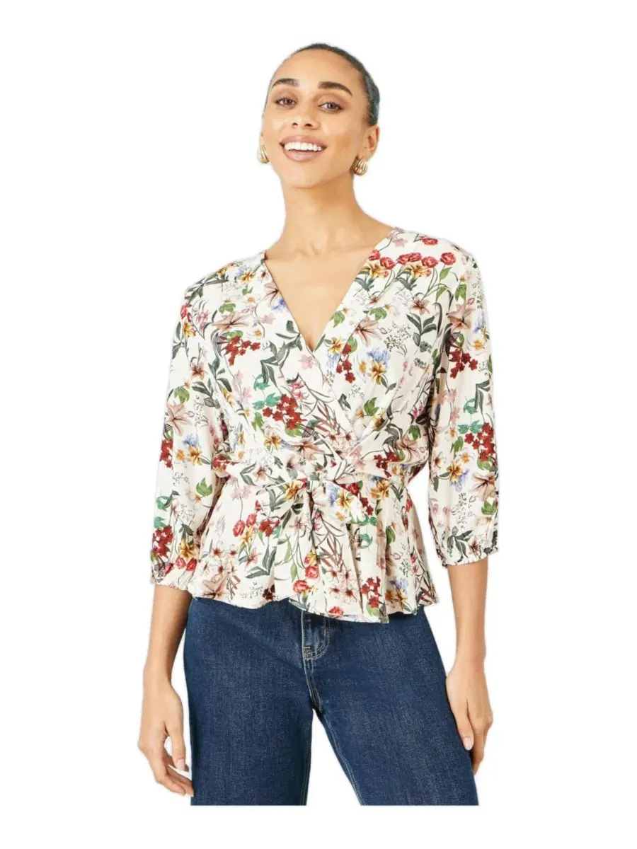 Блуза-обертка с принтом, модель Botanical Print Yumi