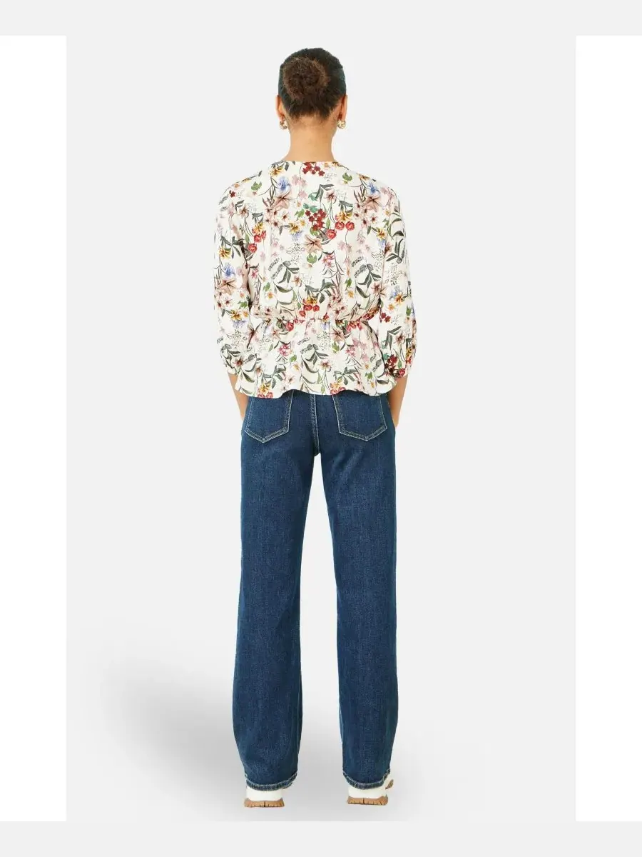Блуза-обертка с принтом, модель Botanical Print Yumi — изображение 3 из 4, белый