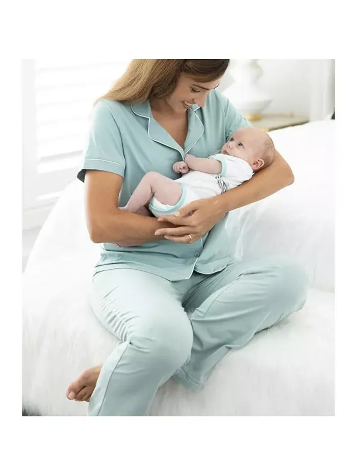 Пижама из двух частей с короткими рукавами ANGEL MATERNITY — изображение 2 из 3, зеленый