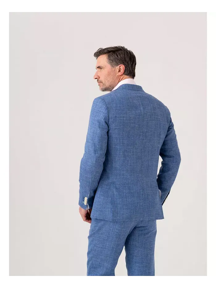 Мужской блейзер из смеси льна, шерсти и шелка Koy Clothing — изображение 3 из 7, синий