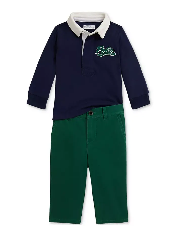 Комплект из рубашки регби и брюк чинос для мальчиков Polo Ralph Lauren