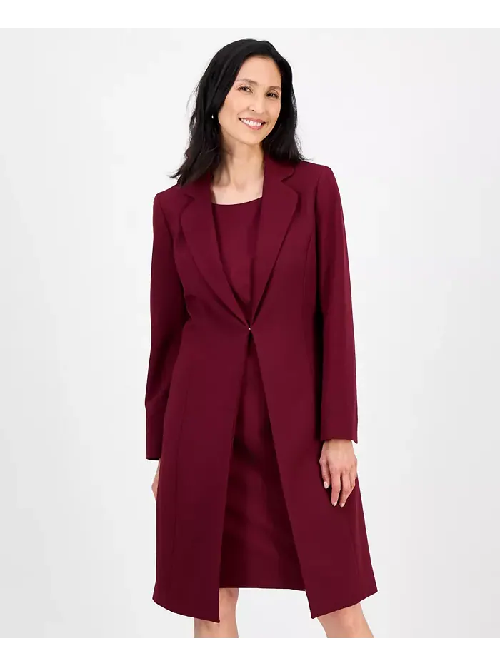 Женский комплект Topper Jacket и платье-сарафан, размеры Regular и Petite Le Suit — изображение 2 из 8, красный