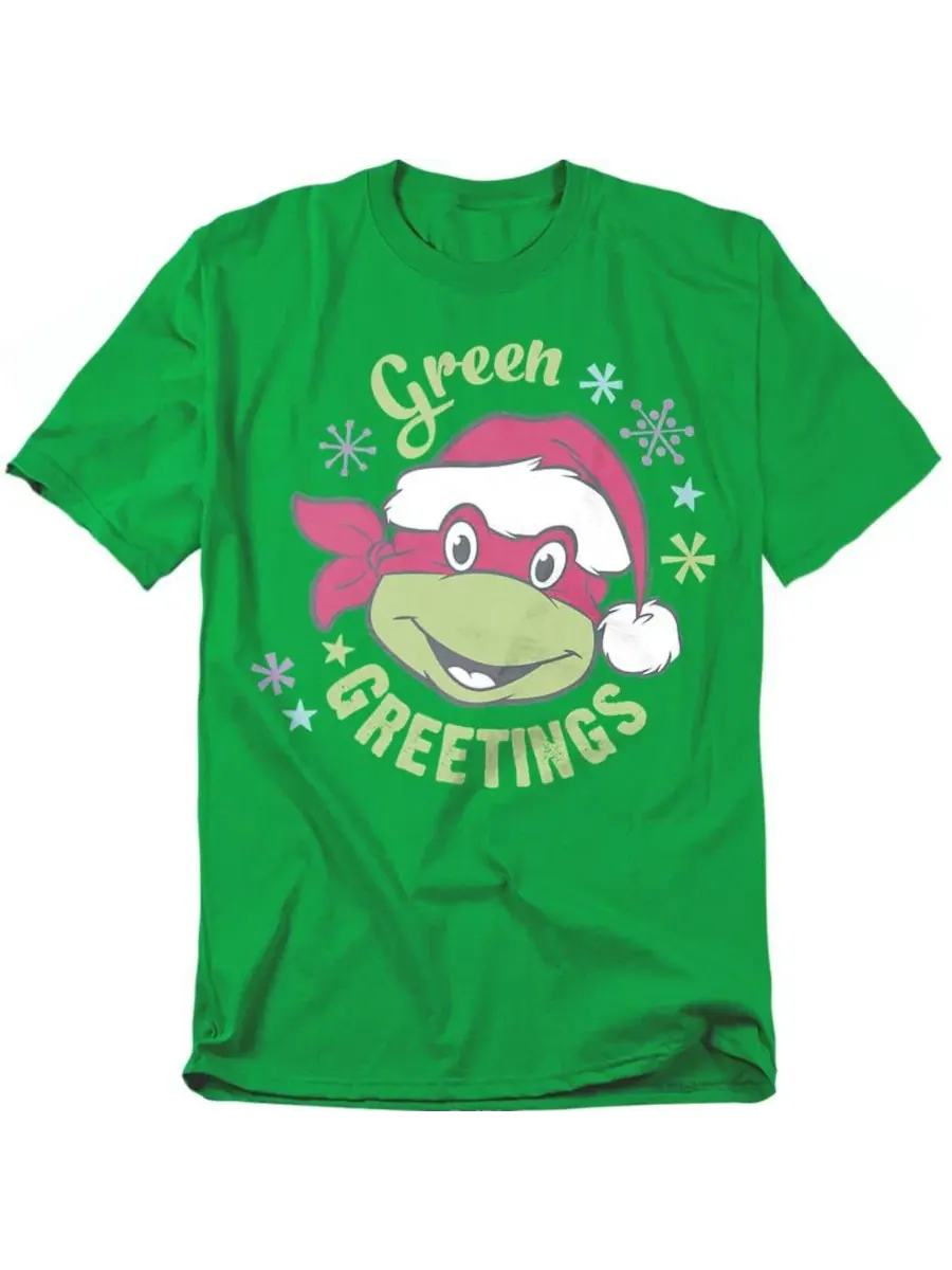 Футболка с принтом Greetings For Christmas Teenage Mutant Ninja Turtles — зеленый