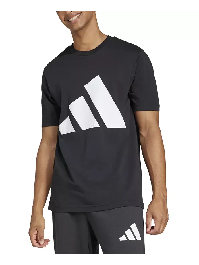 Мужская футболка с тремя полосками и логотипом из хлопка Adidas — изображение 1 из 2, черный