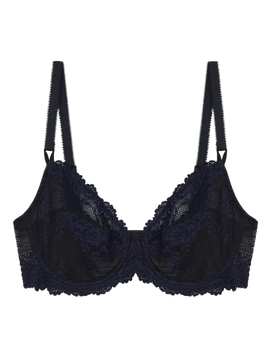 Бюстгальтер с косточками и трусы-слипы с вышивкой Embrace Lace Wacoal — изображение 5 из 5, черный
