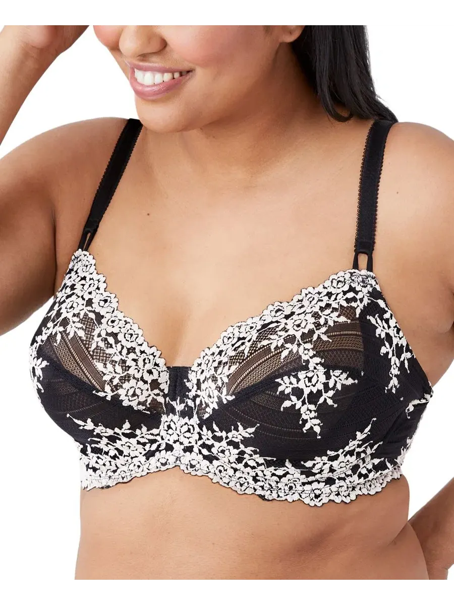 Бюстгальтер с косточками и трусы-слипы с вышивкой Embrace Lace Wacoal — изображение 3 из 5, черный