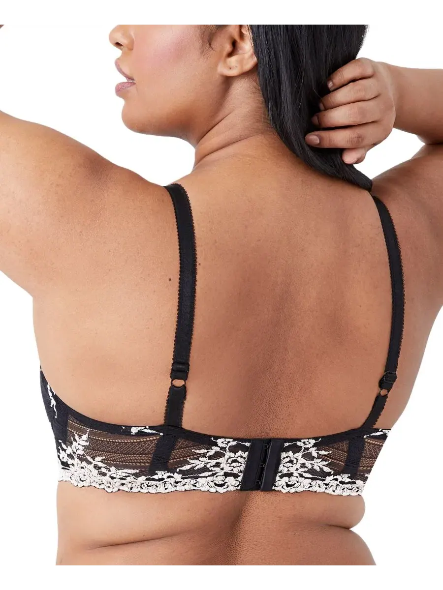 Бюстгальтер с косточками и трусы-слипы с вышивкой Embrace Lace Wacoal — изображение 4 из 5, черный