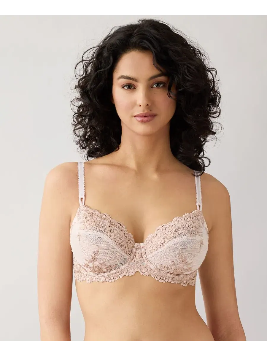 Бюстгальтер с косточками и трусы-слипы с высокой посадкой Embrace Lace Wacoal — изображение 1 из 5, розовый