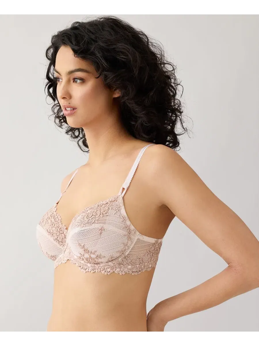 Бюстгальтер с косточками и трусы-слипы с высокой посадкой Embrace Lace Wacoal — изображение 3 из 5, розовый