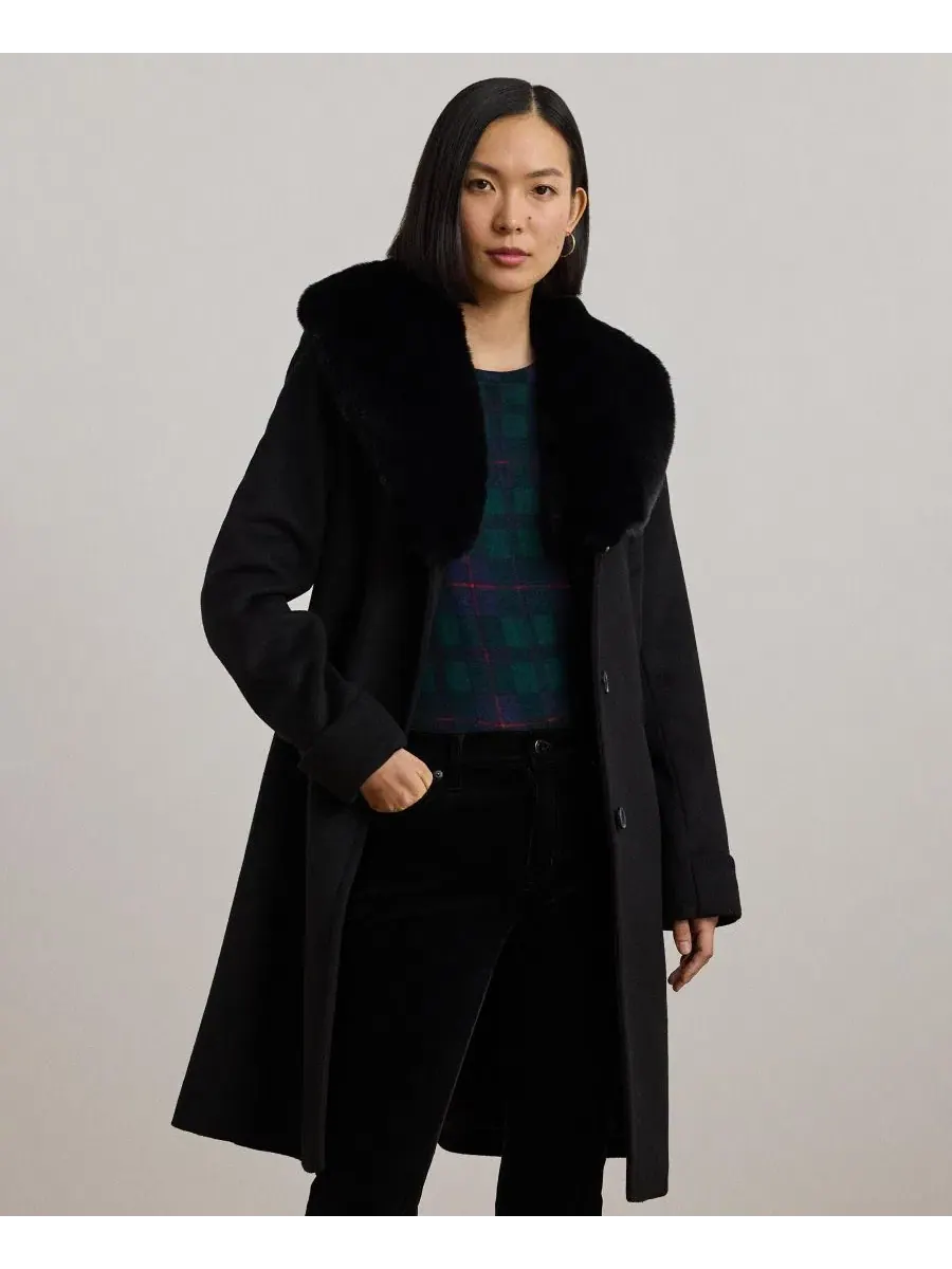 Пальто-трапеция с воротником из искусственного меха Icon Faux-Fur Collar Walker Coat Lauren Ralph — изображение 1 из 5
