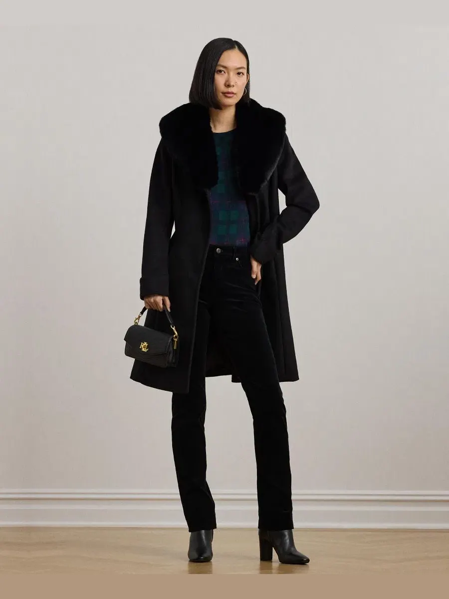 Пальто-трапеция с воротником из искусственного меха Icon Faux-Fur Collar Walker Coat Lauren Ralph — изображение 2 из 5