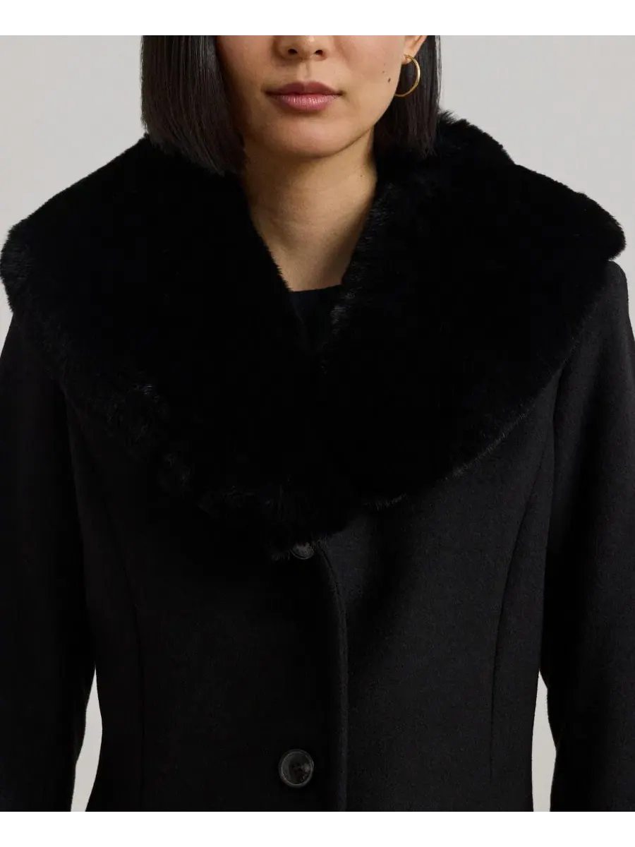 Пальто-трапеция с воротником из искусственного меха Icon Faux-Fur Collar Walker Coat Lauren Ralph — изображение 3 из 5