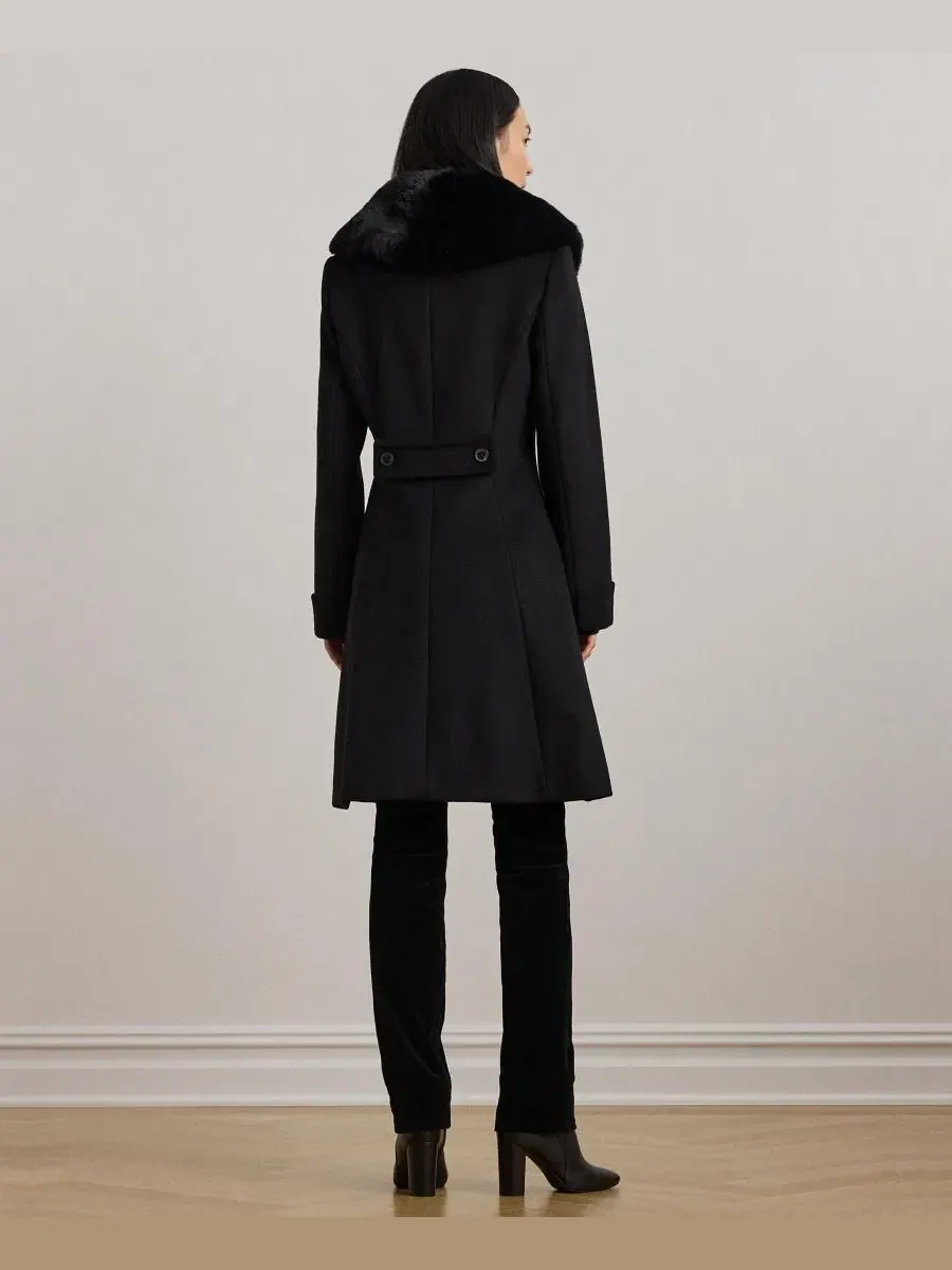 Пальто-трапеция с воротником из искусственного меха Icon Faux-Fur Collar Walker Coat Lauren Ralph — изображение 5 из 5