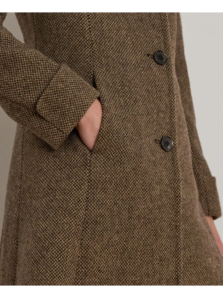 Пальто-трапеция с воротником из искусственного меха Lauren Ralph Lauren, Truffle Broken Twill — изображение 4 из 5