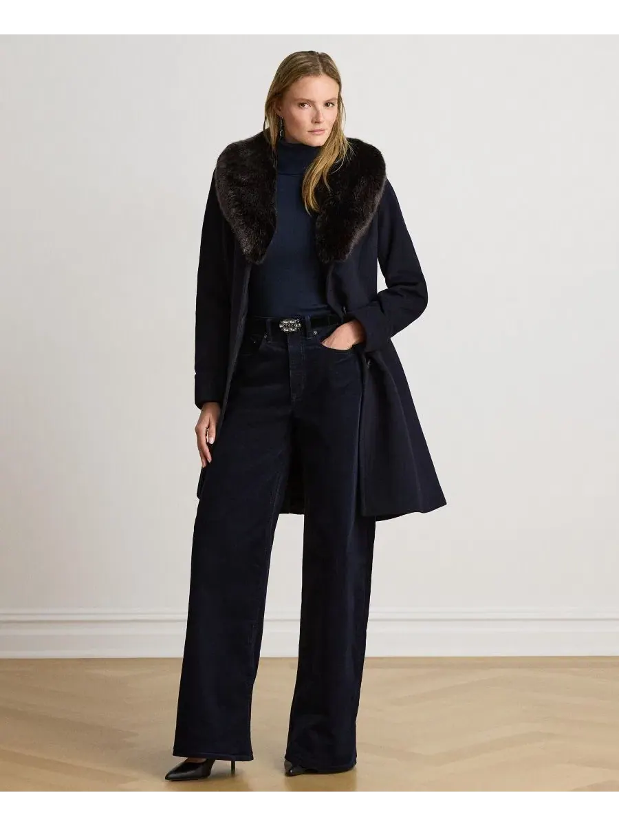 Пальто-трапеция с воротником из искусственного меха Icon Faux-Fur Collar Walker Coat Lauren Ralph — изображение 2 из 4