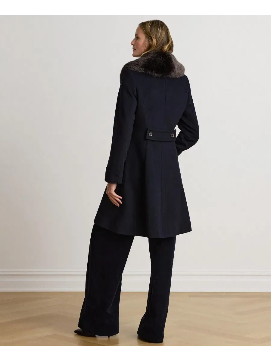 Пальто-трапеция с воротником из искусственного меха Icon Faux-Fur Collar Walker Coat Lauren Ralph — изображение 3 из 4