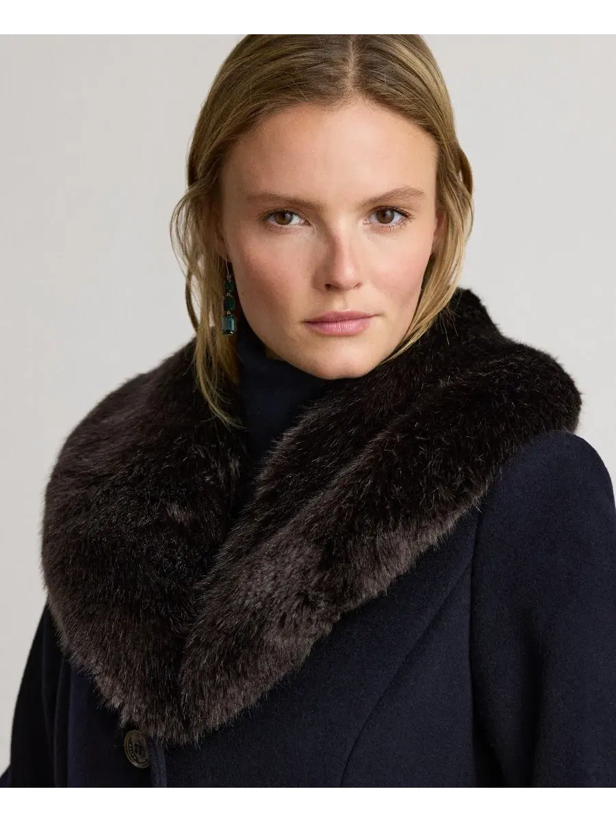 Пальто-трапеция с воротником из искусственного меха Icon Faux-Fur Collar Walker Coat Lauren Ralph — изображение 4 из 4