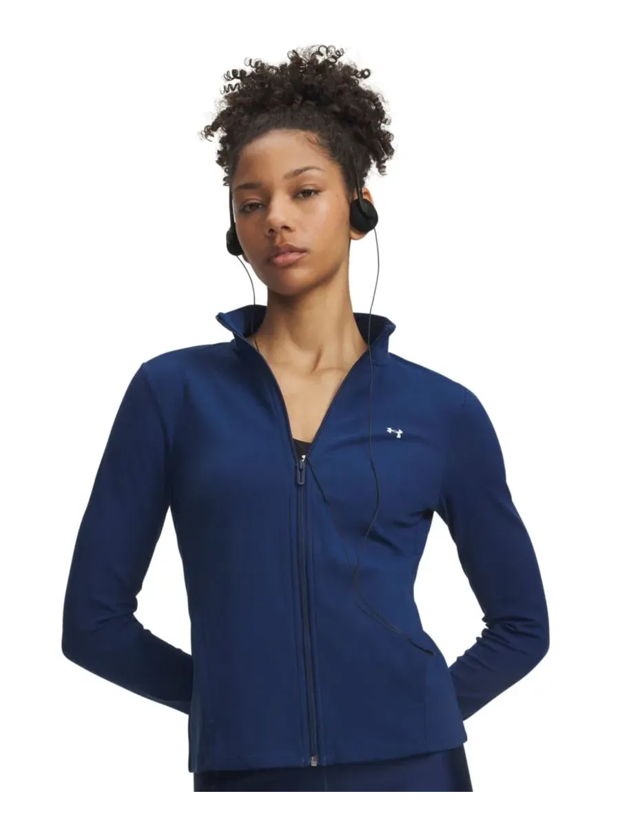 Куртка женская с воротником и длинным рукавом Motion Full-Zip Under Armour — изображение 1 из 3, темно-синий//белый