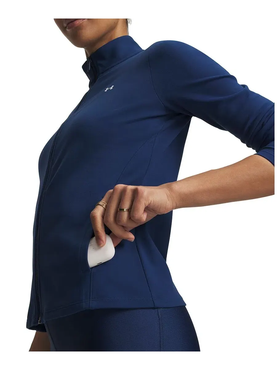 Куртка женская с воротником и длинным рукавом Motion Full-Zip Under Armour — изображение 2 из 3, темно-синий//белый