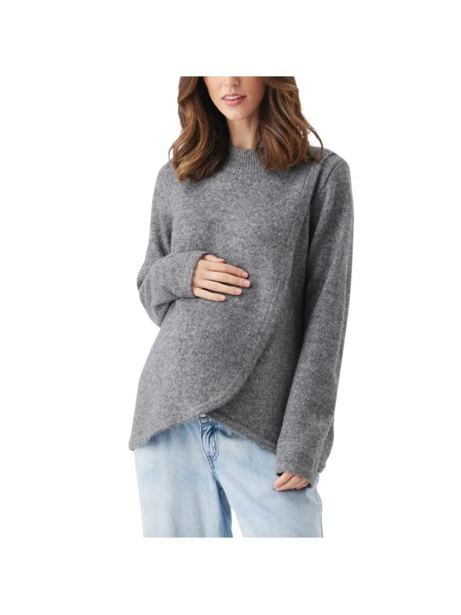 Вязаный джемпер для беременных и кормящих мам Addison Ripe Maternity — серый