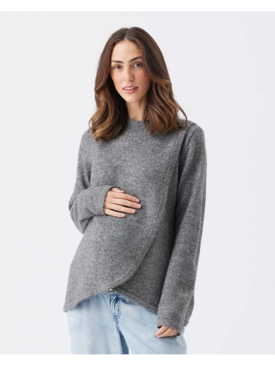 Вязаный джемпер для беременных и кормящих мам Addison Ripe Maternity — изображение 2 из 6, темно-серый