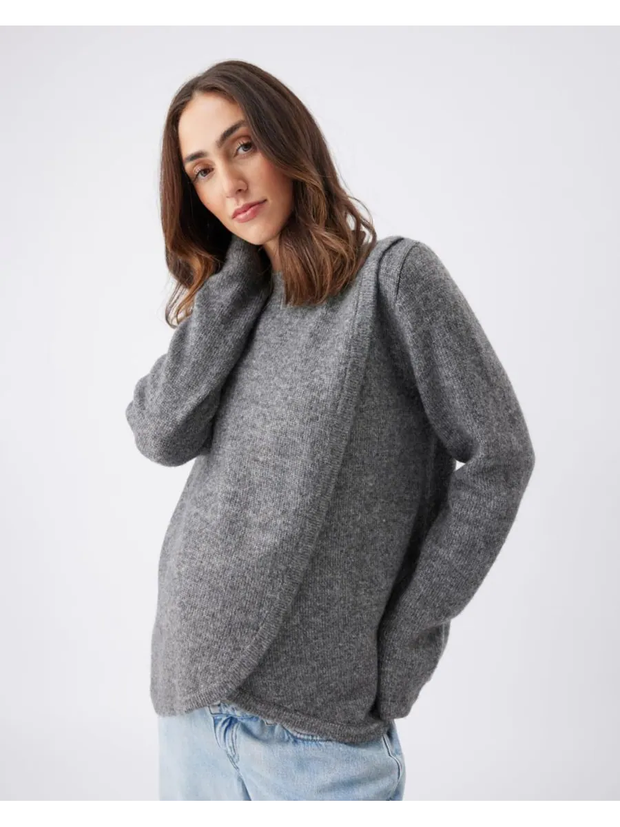 Вязаный джемпер для беременных и кормящих мам Addison Ripe Maternity — изображение 3 из 6, темно-серый
