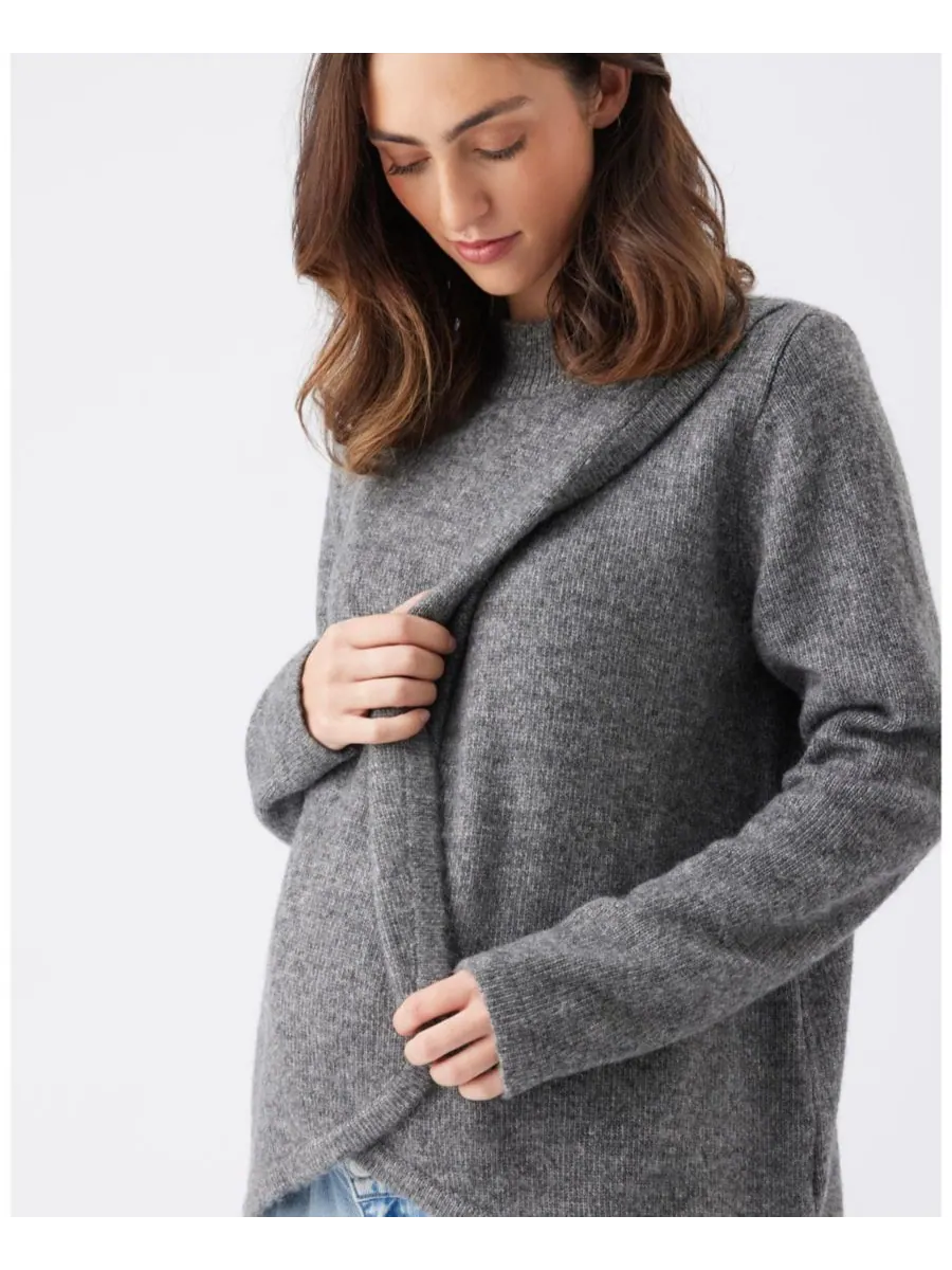 Вязаный джемпер для беременных и кормящих мам Addison Ripe Maternity — изображение 4 из 6, темно-серый