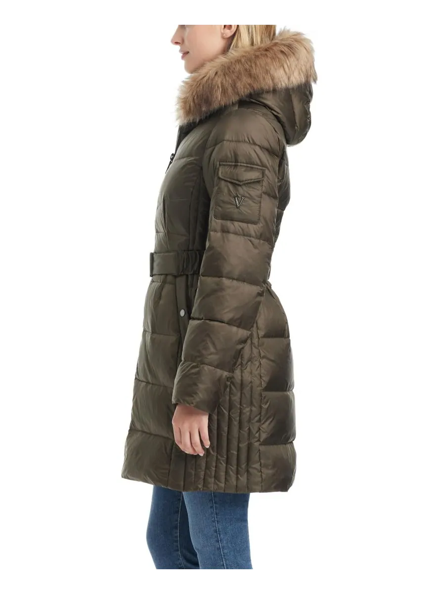 Женское приталенное пуховое пальто средней длины Vince Camuto — изображение 7 из 7, оливковый