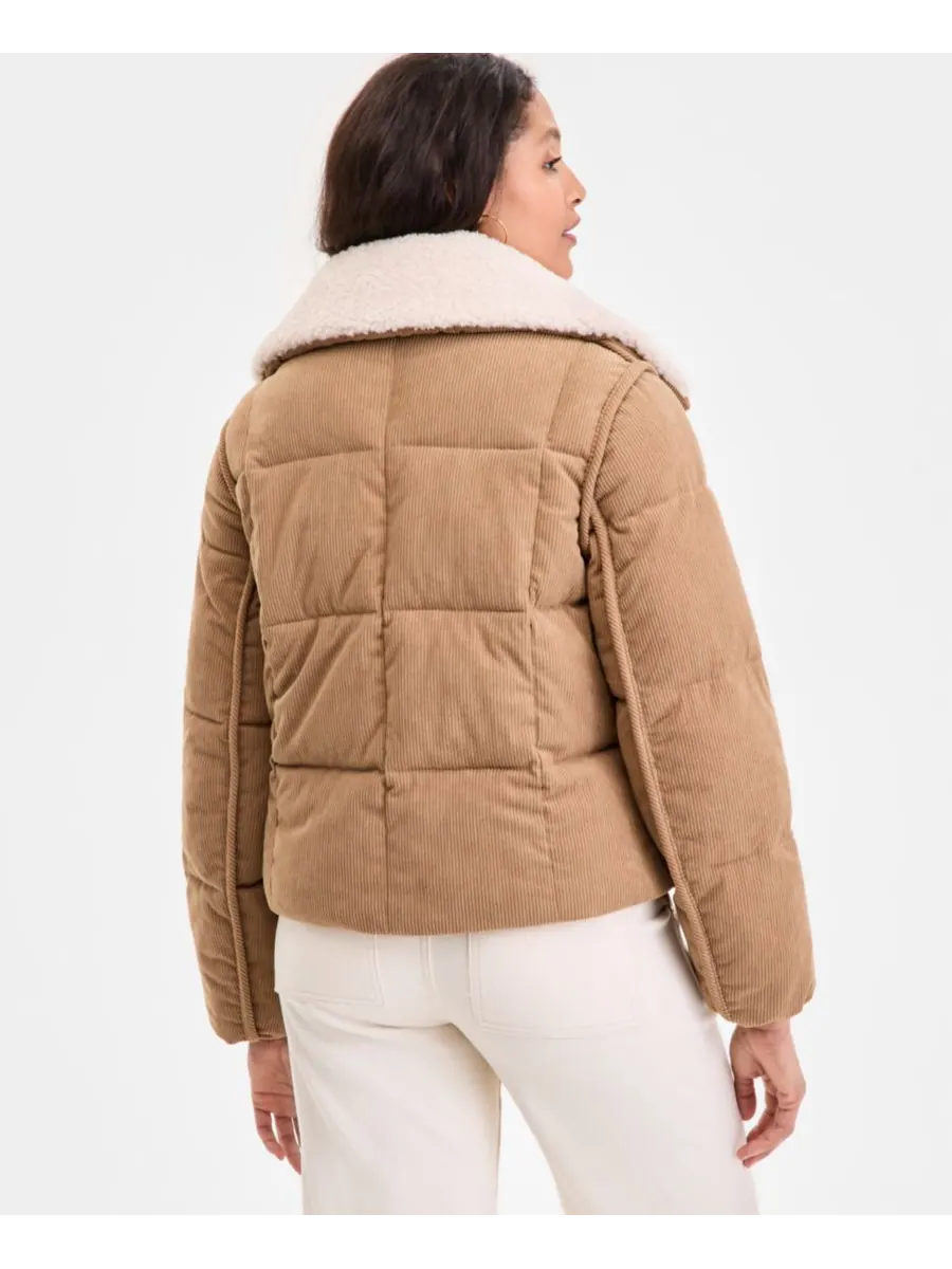 Женское вельветовое пуховое пальто BCBG — изображение 2 из 5, хаки