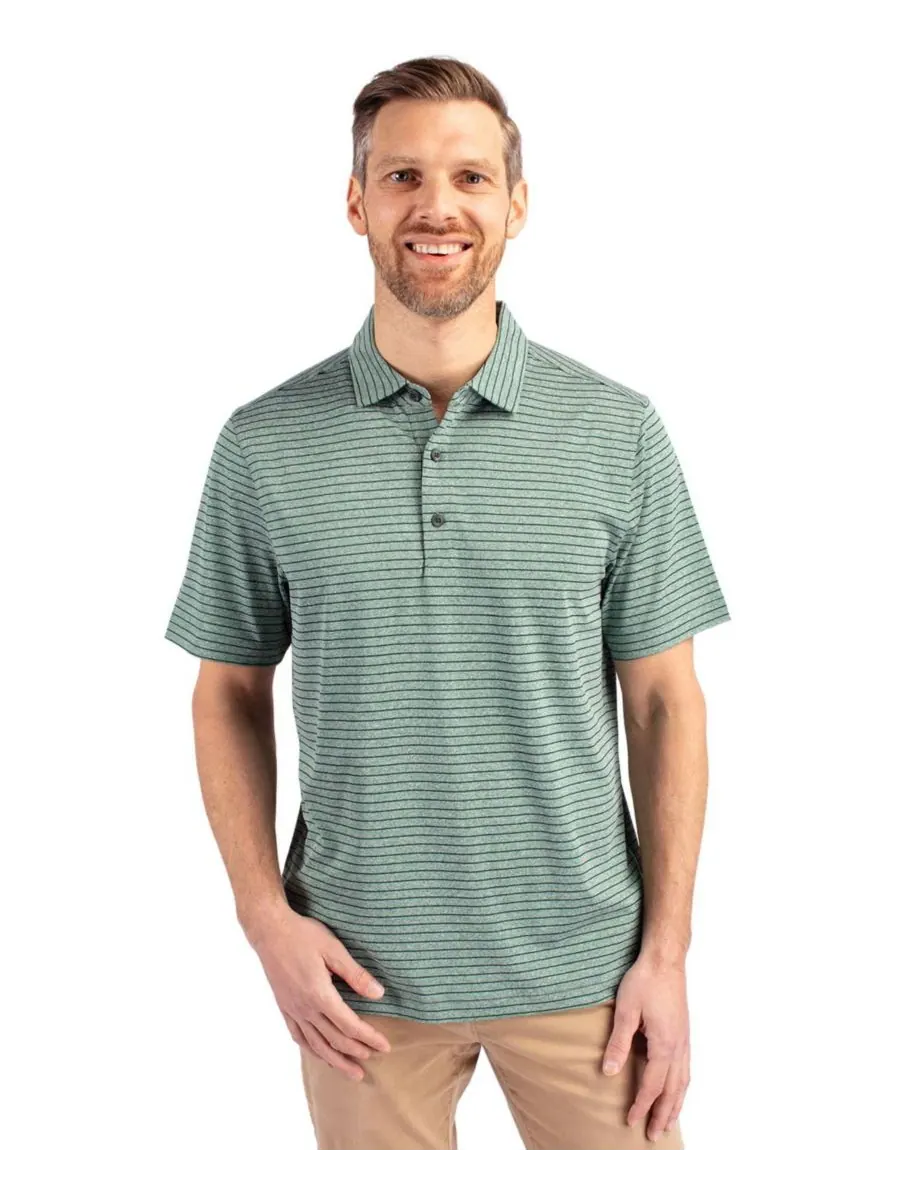 Мужская поло-рубашка Forge Eco Heather Stripe Stretch Recycled Shirt Cutter & Buck, Hunter heather — изображение 1 из 2