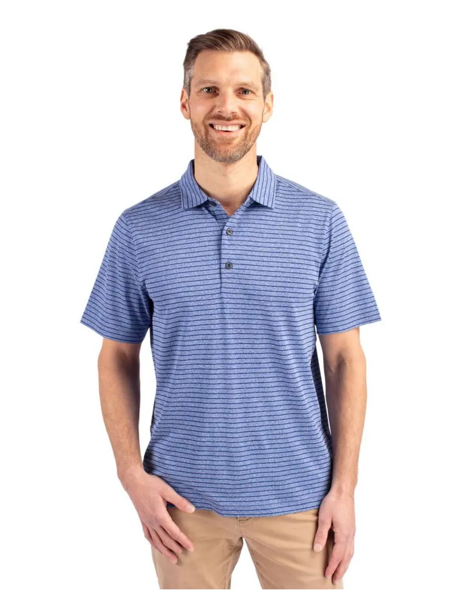 Мужская поло-рубашка Forge Eco Heather Stripe Stretch Recycled Shirt Cutter & Buck — синий