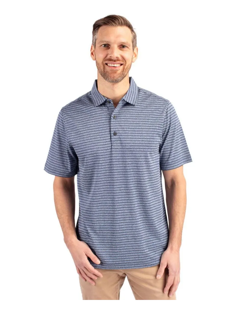 Мужская поло-рубашка Forge Eco Heather Stripe Stretch Recycled Shirt Cutter & Buck — изображение 1 из 2, темно-синий синий