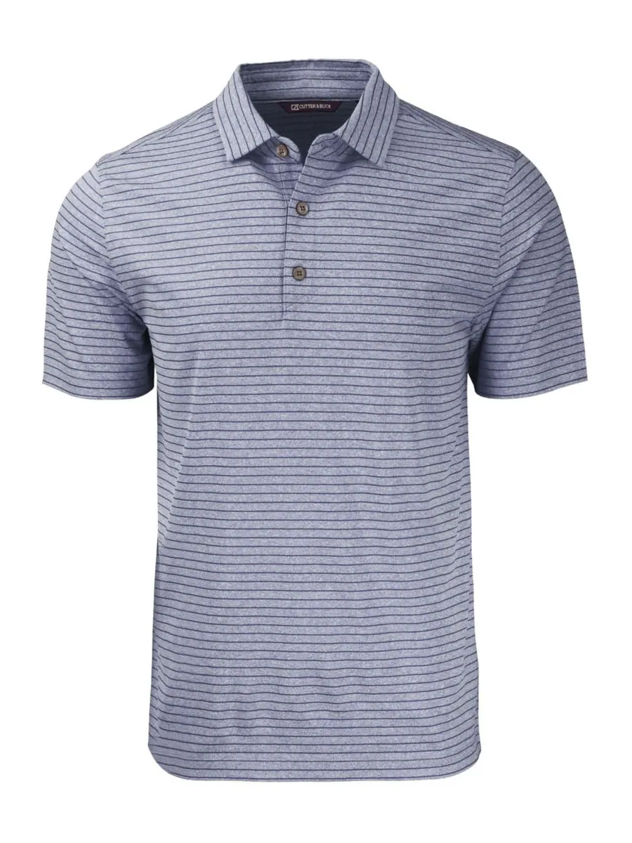 Мужская поло-рубашка Forge Eco Heather Stripe Stretch Recycled Shirt Cutter & Buck — изображение 2 из 2, темно-синий синий