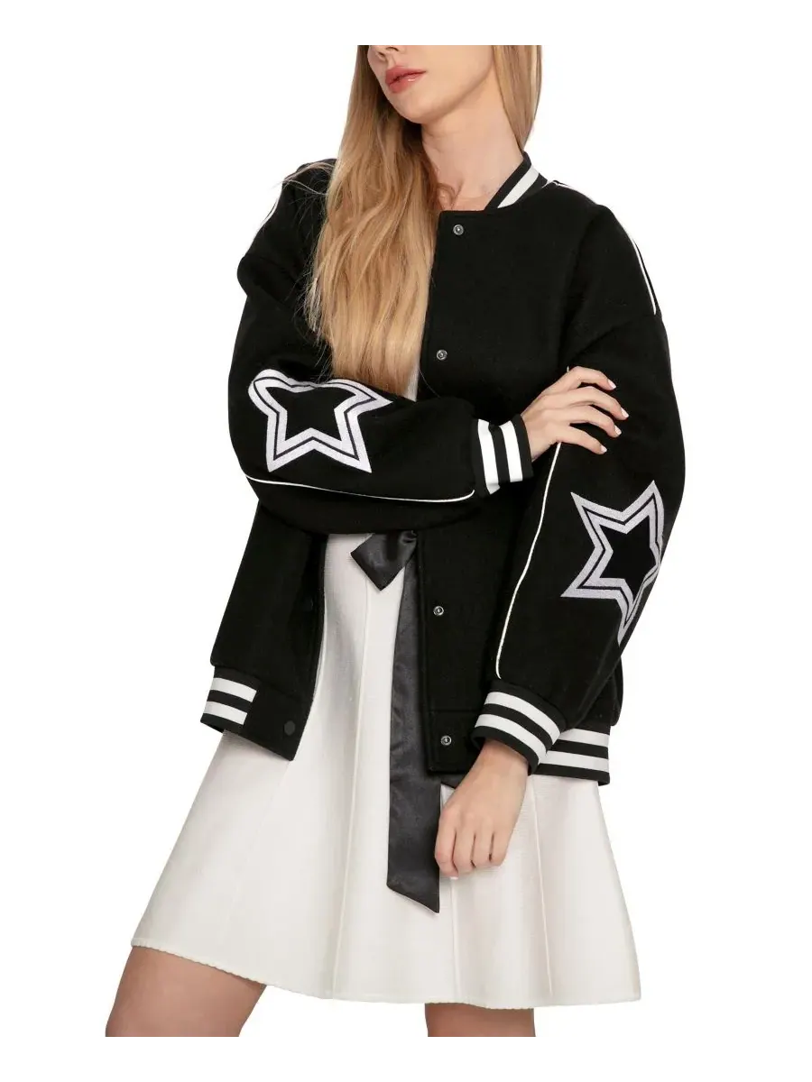 Женская песня "Hold Me Close" и "Letterman Bomber" Belle & Bloom — изображение 6 из 6, черный
