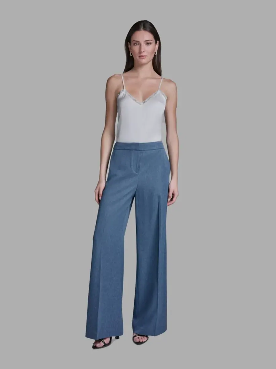 Женские джинсы с высокой посадкой и широкими штанинами BCBG — изображение 2 из 8, светлый индиго
