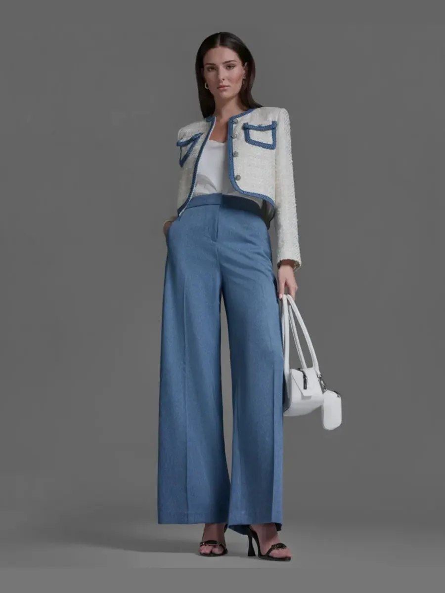 Женские джинсы с высокой посадкой и широкими штанинами BCBG — изображение 3 из 8, светлый индиго