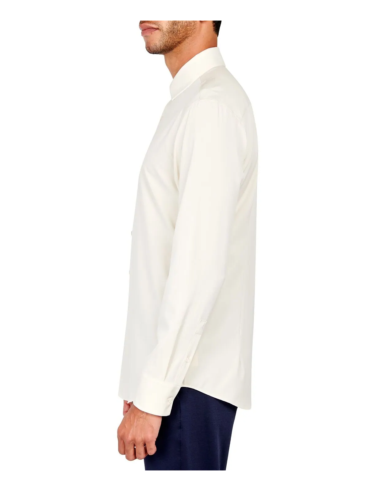 Мужская однотонная комфортная классическая рубашка стрейч с охлаждением Ceremony ConStruct — изображение 3 из 5, ванильный