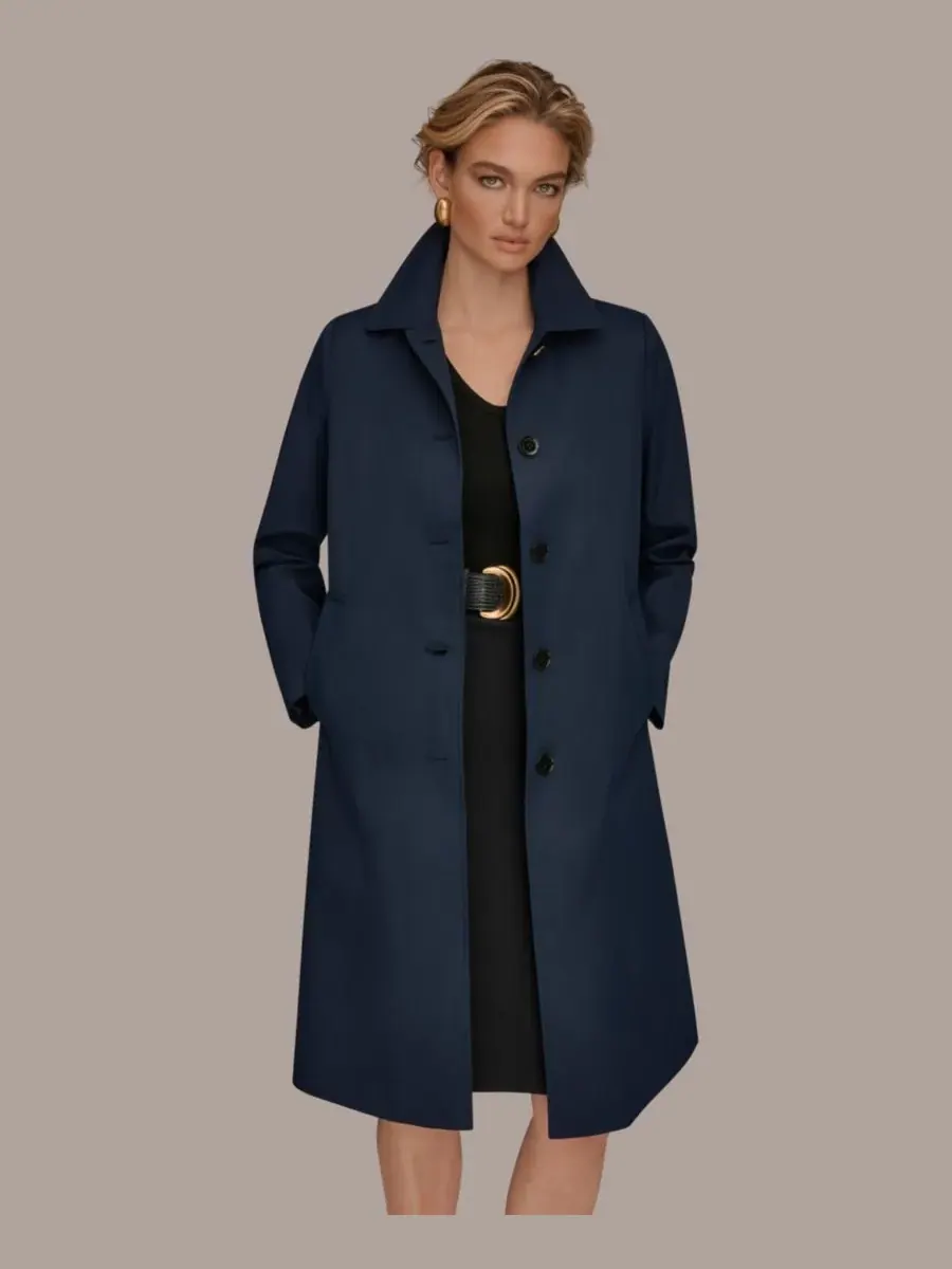 Женское пальто Balmacaan с воротником-стойкой Donna Karan New York
