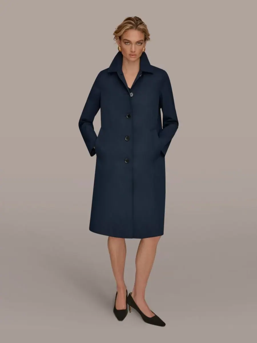 Женское пальто Balmacaan с воротником-стойкой Donna Karan New York — изображение 3 из 9, черный