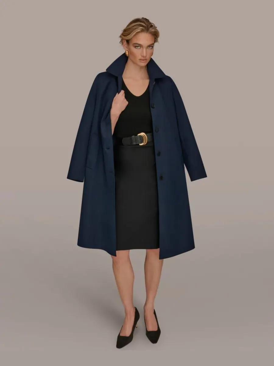 Женское пальто Balmacaan с воротником-стойкой Donna Karan New York — изображение 4 из 9, черный