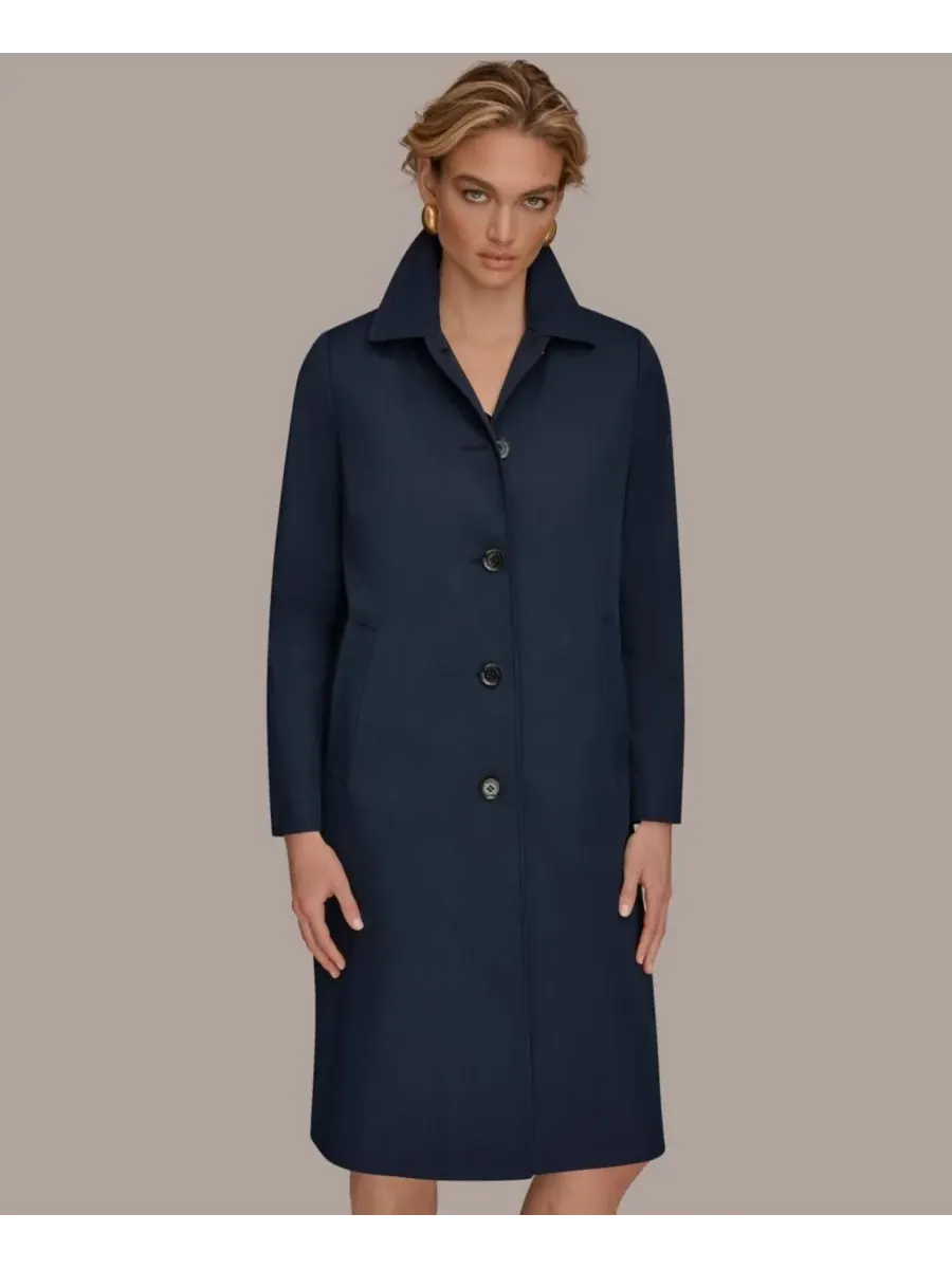 Женское пальто Balmacaan с воротником-стойкой Donna Karan New York — изображение 5 из 9, черный