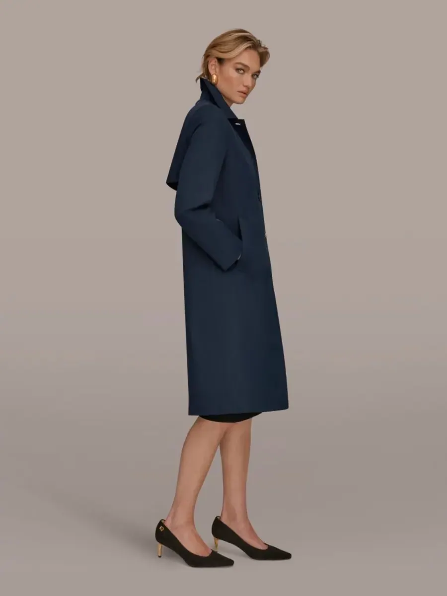Женское пальто Balmacaan с воротником-стойкой Donna Karan New York — изображение 6 из 9, черный