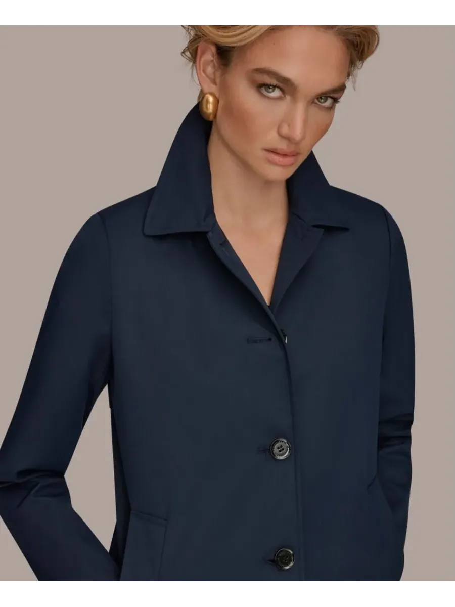 Женское пальто Balmacaan с воротником-стойкой Donna Karan New York — изображение 7 из 9, черный