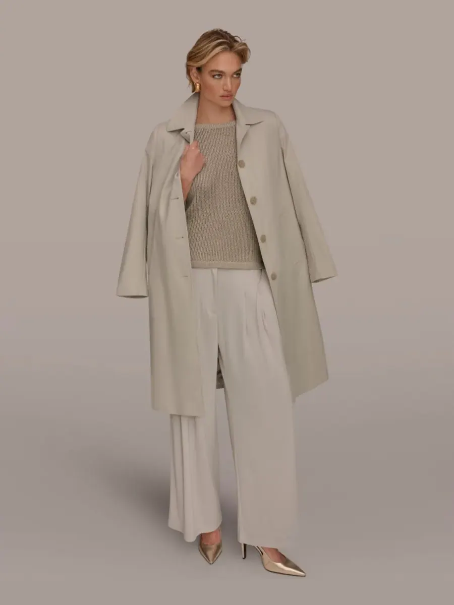 Женское пальто Balmacaan с воротником-стойкой Donna Karan New York — изображение 3 из 8, серый