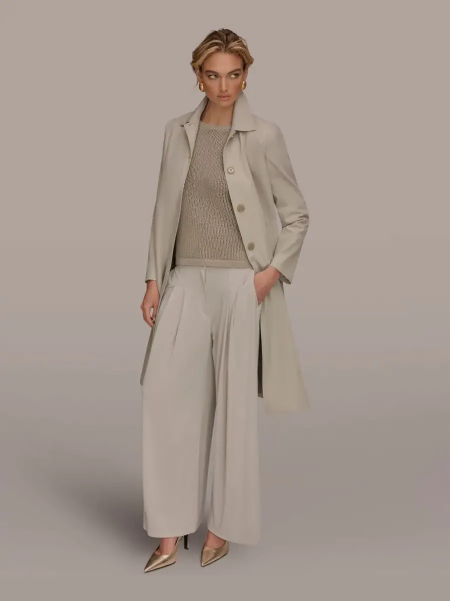Женское пальто Balmacaan с воротником-стойкой Donna Karan New York — изображение 4 из 8, серый