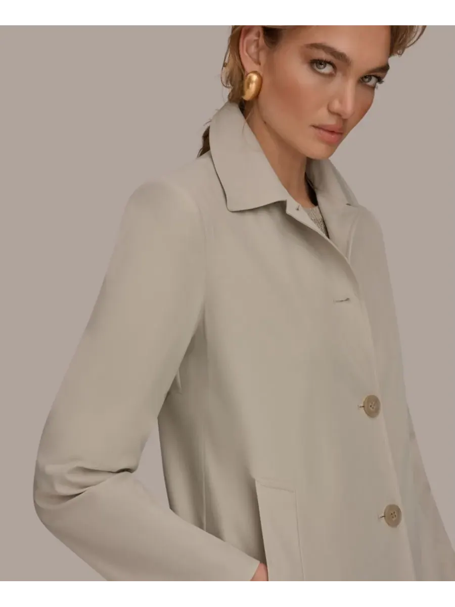 Женское пальто Balmacaan с воротником-стойкой Donna Karan New York — изображение 5 из 8, серый