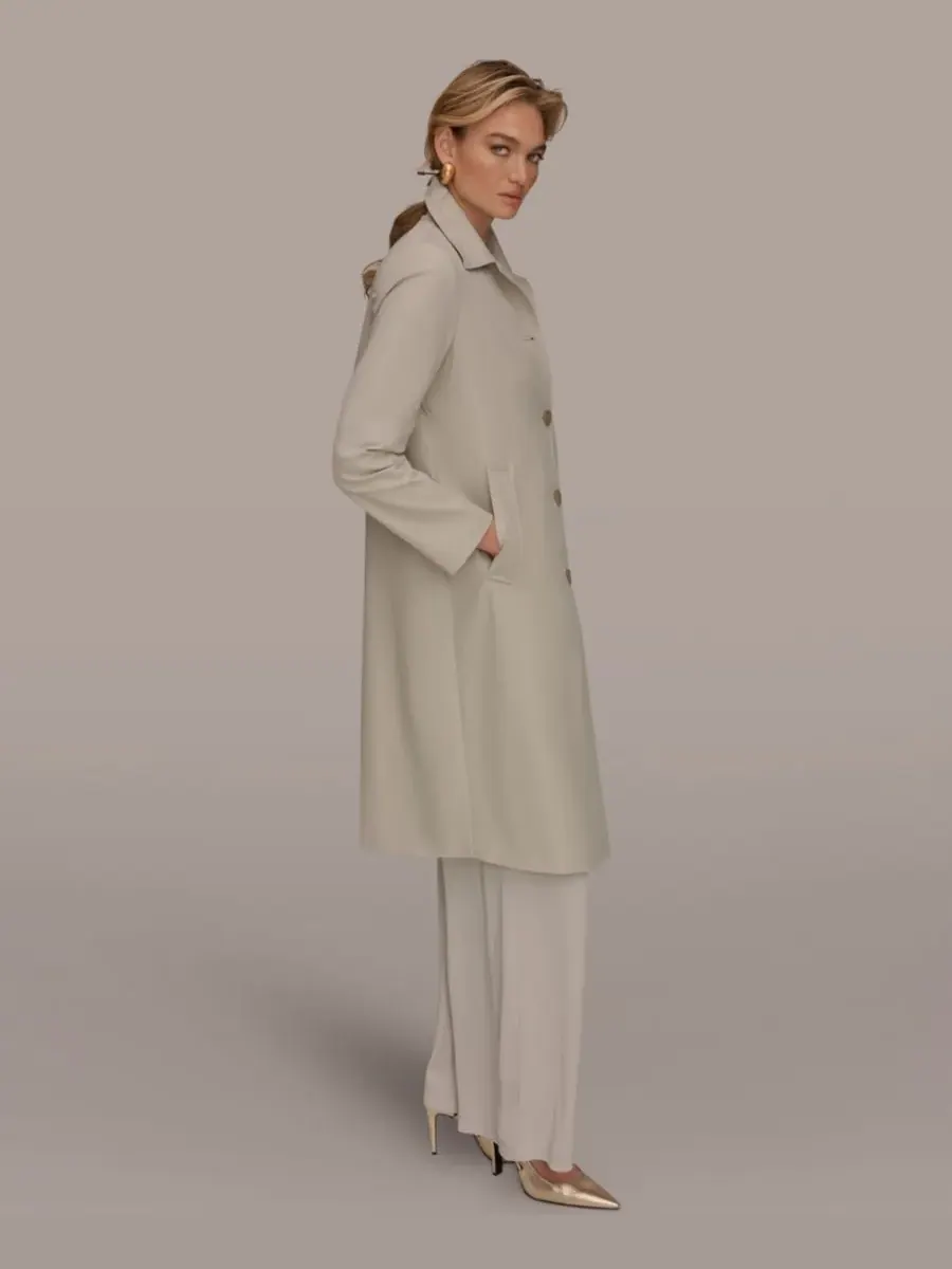Женское пальто Balmacaan с воротником-стойкой Donna Karan New York — изображение 6 из 8, серый