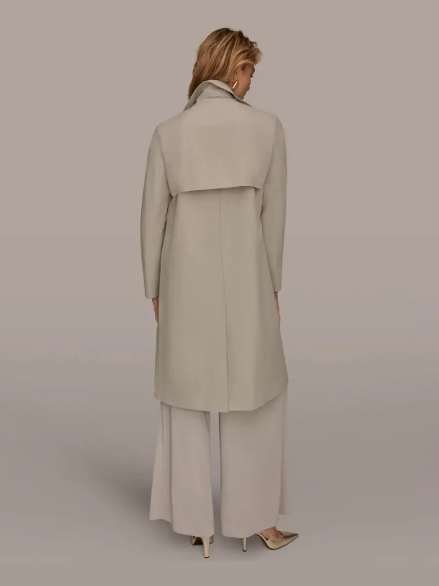 Женское пальто Balmacaan с воротником-стойкой Donna Karan New York — изображение 8 из 8, серый