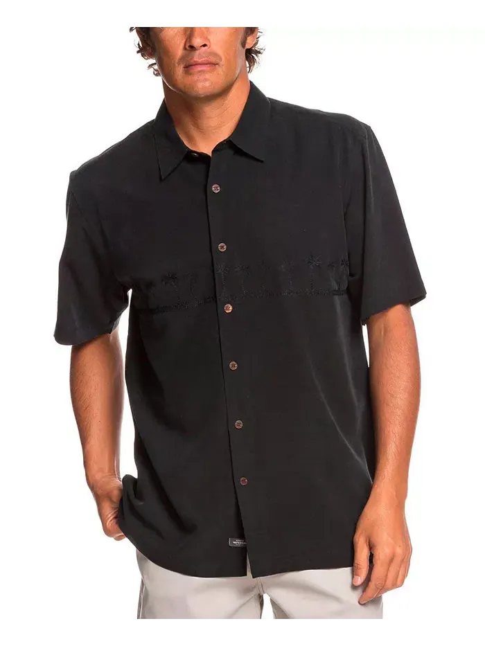 Рубашка с коротким рукавом Quiksilver Men's Tahiti Palms Quiksilver Waterman — изображение 1 из 5, черный