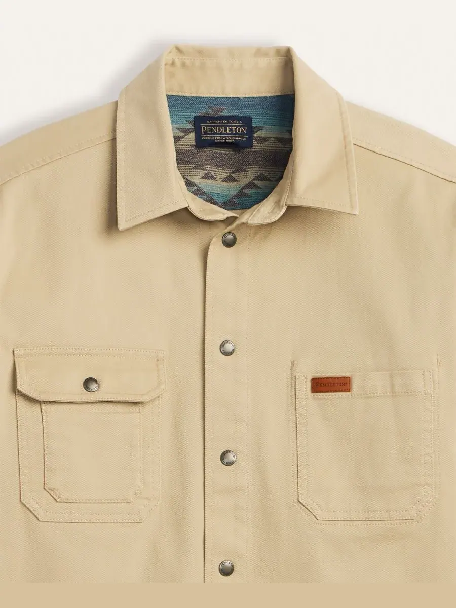 Мужская рабочая рубашка с длинными рукавами из саржи Pendleton — изображение 2 из 2, бежевый